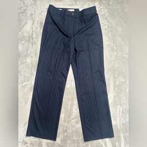 Loft Parker Straight Leg Dress Pants Women’s 8 High Rise Navy Blue Stripe